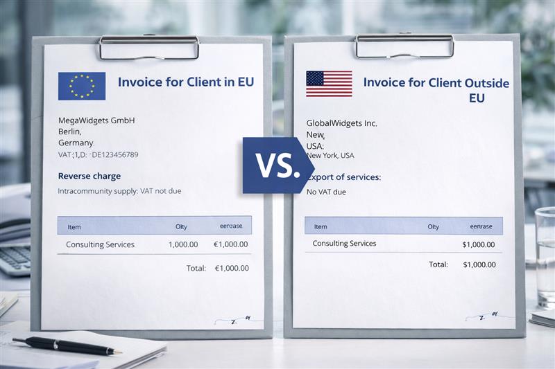 Cum facturezi clienți externi: reguli de bază pentru UE și non-UE